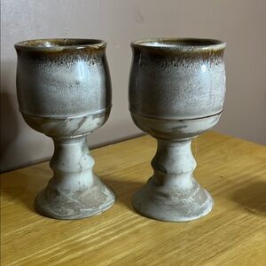 😄Partly glazed clay chalices / goblets